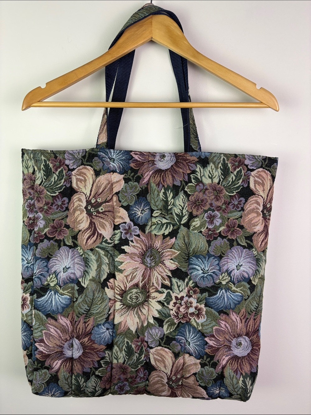 Handmade quilted Floral Tapestry Tote Bag in Multi-Colour